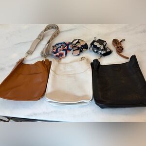 Women's Leather crossbody bags  - Black, White, and Brown
